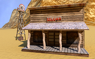 CG model of western saloon